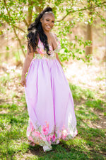 Floral Slit Maxi Cut-Out Dress